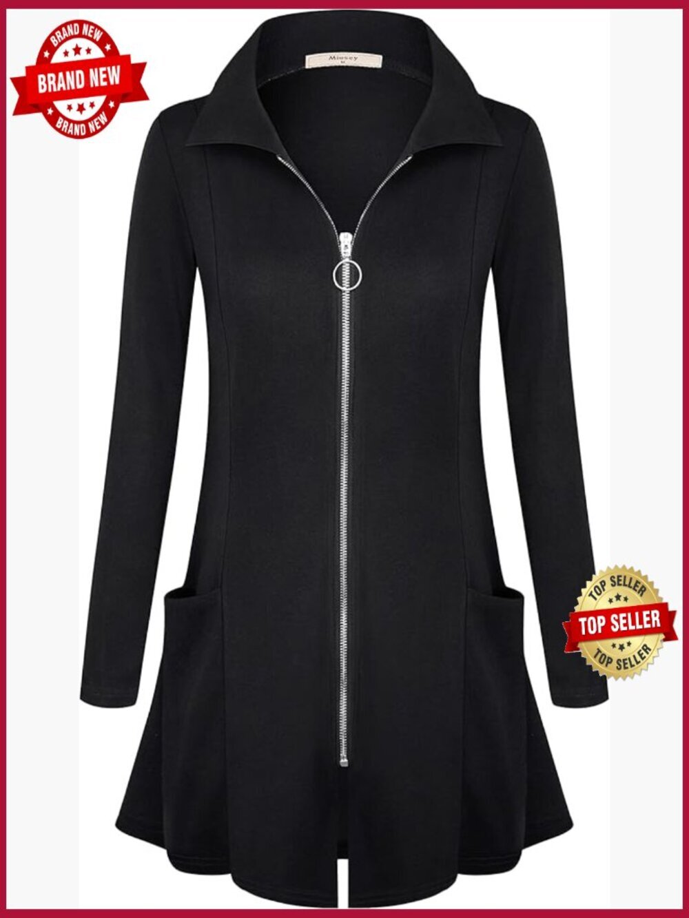 Zip Up Tunic Sweatshirt Long Jacket Cardigan Lightweight
